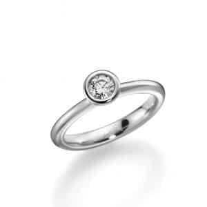 Verloving-/solitair ring palladium 950. Diamant 0.25ct TW/SI