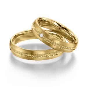 Sickinger geelgouden trouwringen met diamant van 0.025ct, uit e collectie van Circles Trouwringen - 078-6200966