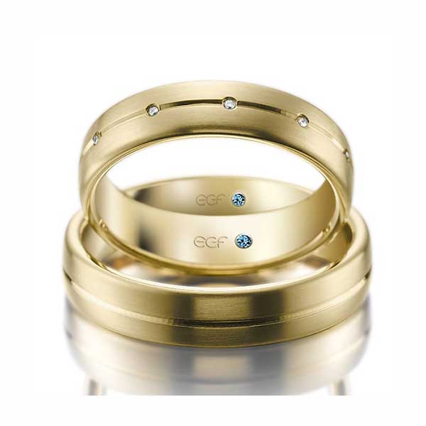 Geel gouden trouwringen 5 mm breed 11 diamanten van 0.005ct-Circles Trouwringen-Zwijndrecht