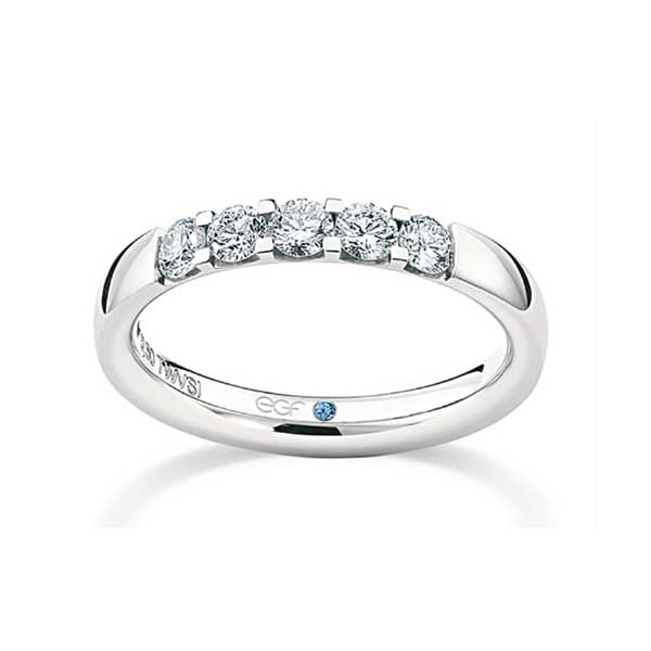 Witgouden mémoire ring met 5 diamanten-Circles Trouwringen-Zwijndrecht