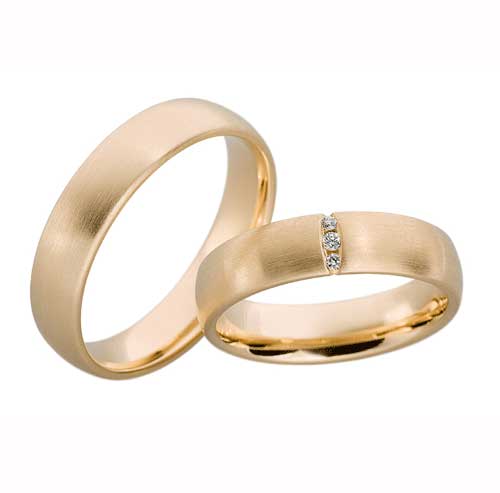 Rosé gouden trouwringen met 3 diamanten van 0.035ct-Collectie Circles Trouwringen-Zwijndrecht