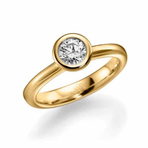 Verloving-:solitair ring geelgoud 14 karaat. Diamant 0.5ct-collectie Circles Trouwringen-Zwijndrecht